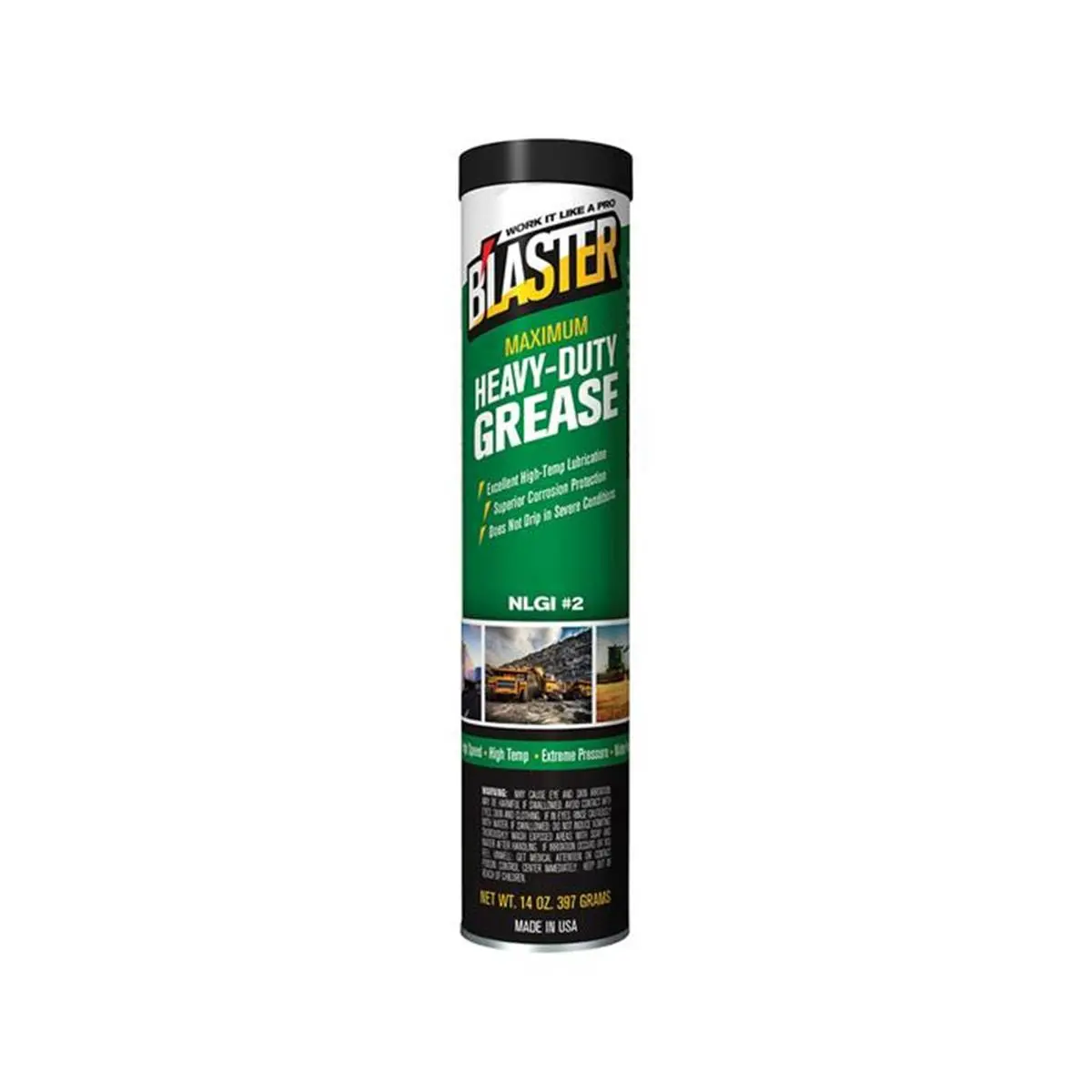 BLASTER Heavy-Duty Grease Chemical, 14 oz Long-Lasting Automotive Grease with Corrosion Protection, for Construction, Farm Equipment & Extreme Pressure-High Temp Use