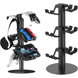 Game Controller Storage Stand, Three-Layer Aluminum Alloy Headphone Holder, Desktop Mount Design, Holds 6 Controllers, Fits Nintendo Switch/ps5/ps4, Console Accessories, Gaming Accessories