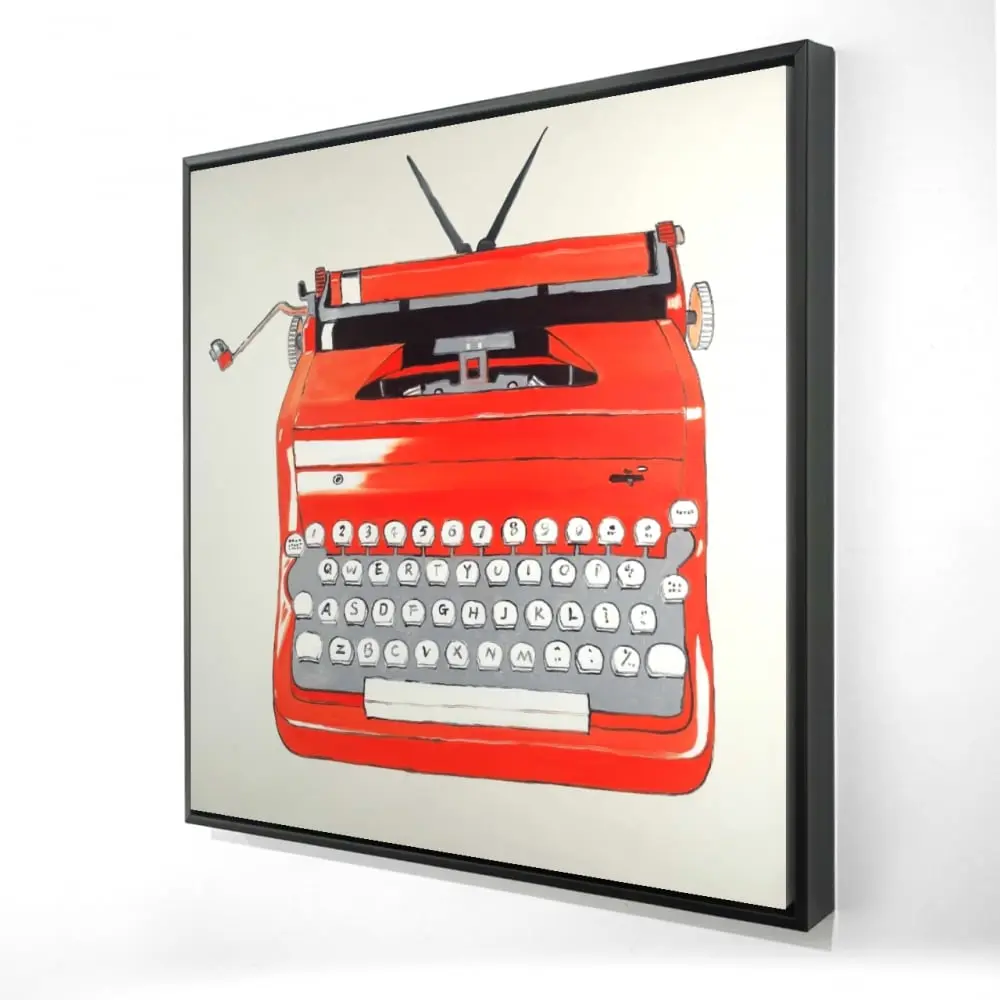 212 MAIN Artistic Vintage Design Typewriter Wall Art Print - 24x24 in Retro Home Decoration, Bedroom Accent, Ideal Gift for Typewriter Enthusiasts