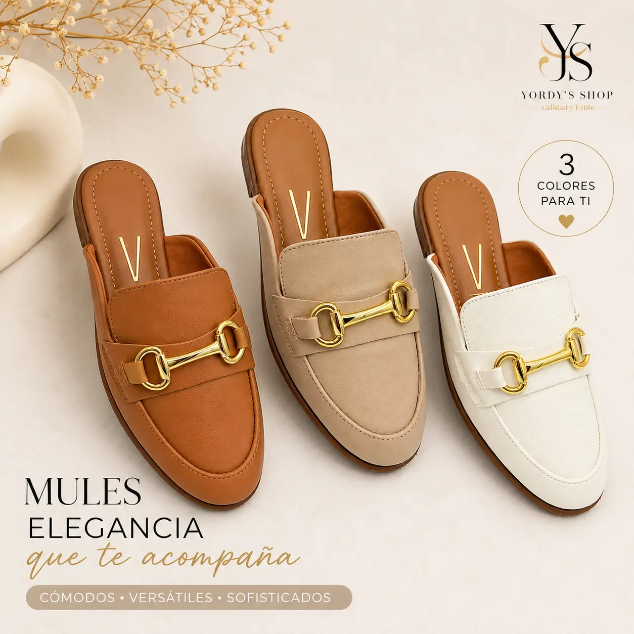 Elegant Vizzano pointed toe mule style sandals for women with gold detail. Comfortable and light for daily use