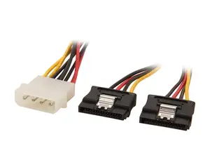 StarTech.com PYO2LP4LSATA 1 ft. LP4 to 2x Latching SATA Power Y Cable Splitter Adapter - 4 Pin Molex to Dual SATA