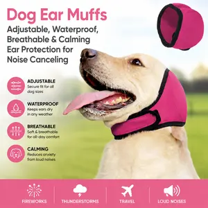 Dog Ear Muffs Adjustable Waterproof Breathable Calming Ear Protection For Noise Canceling Comfort Pet Noise Shield For Thunderstorms Fireworks Car Trips Grooming