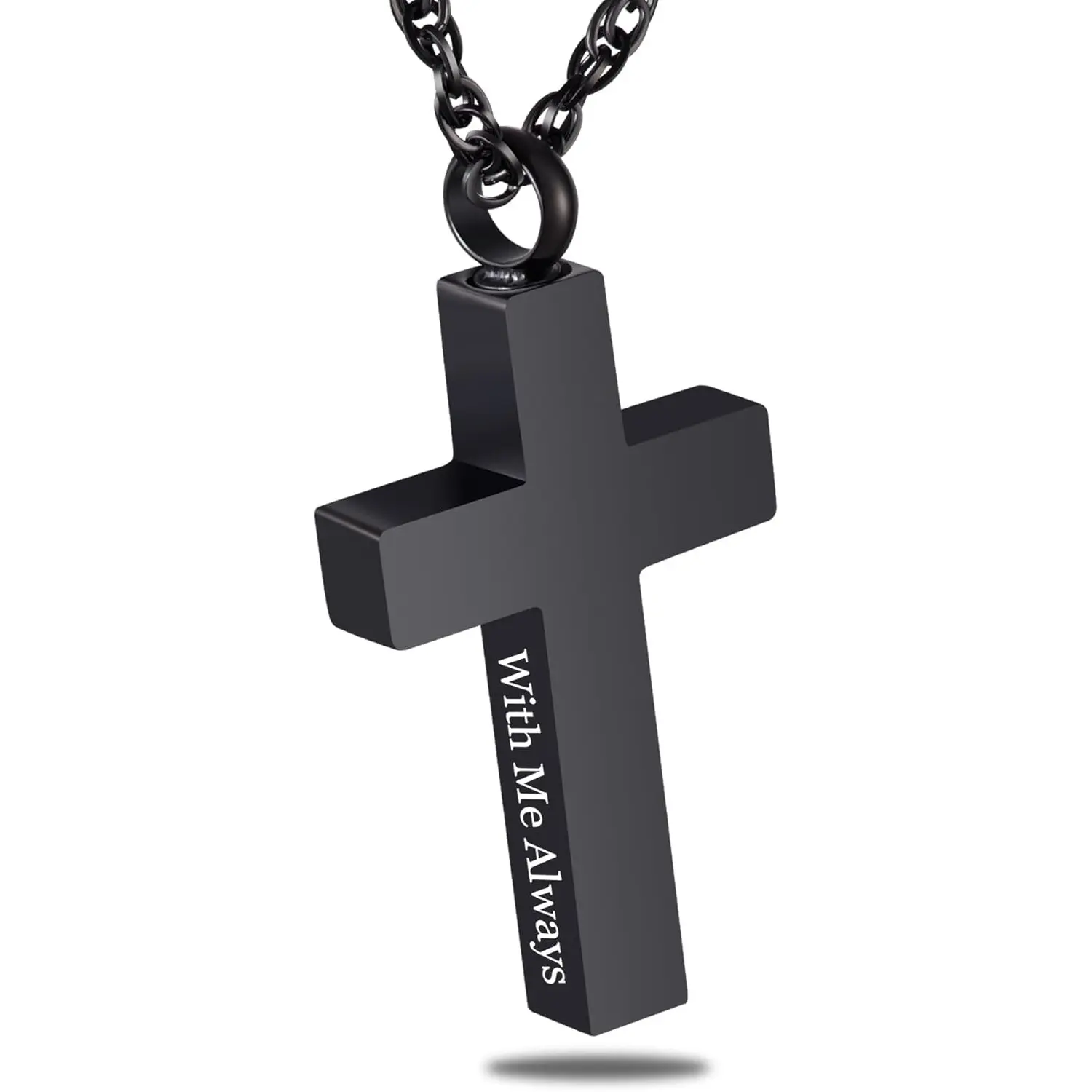 Cremation Cross Necklace for Ashes Cross Urns Locket Pendant Ashes Holder Stainless Steel Memorial Jewelry-With Me Always