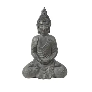 LuxenHome Gray MgO Meditating 21.75"H Buddha Garden Statue