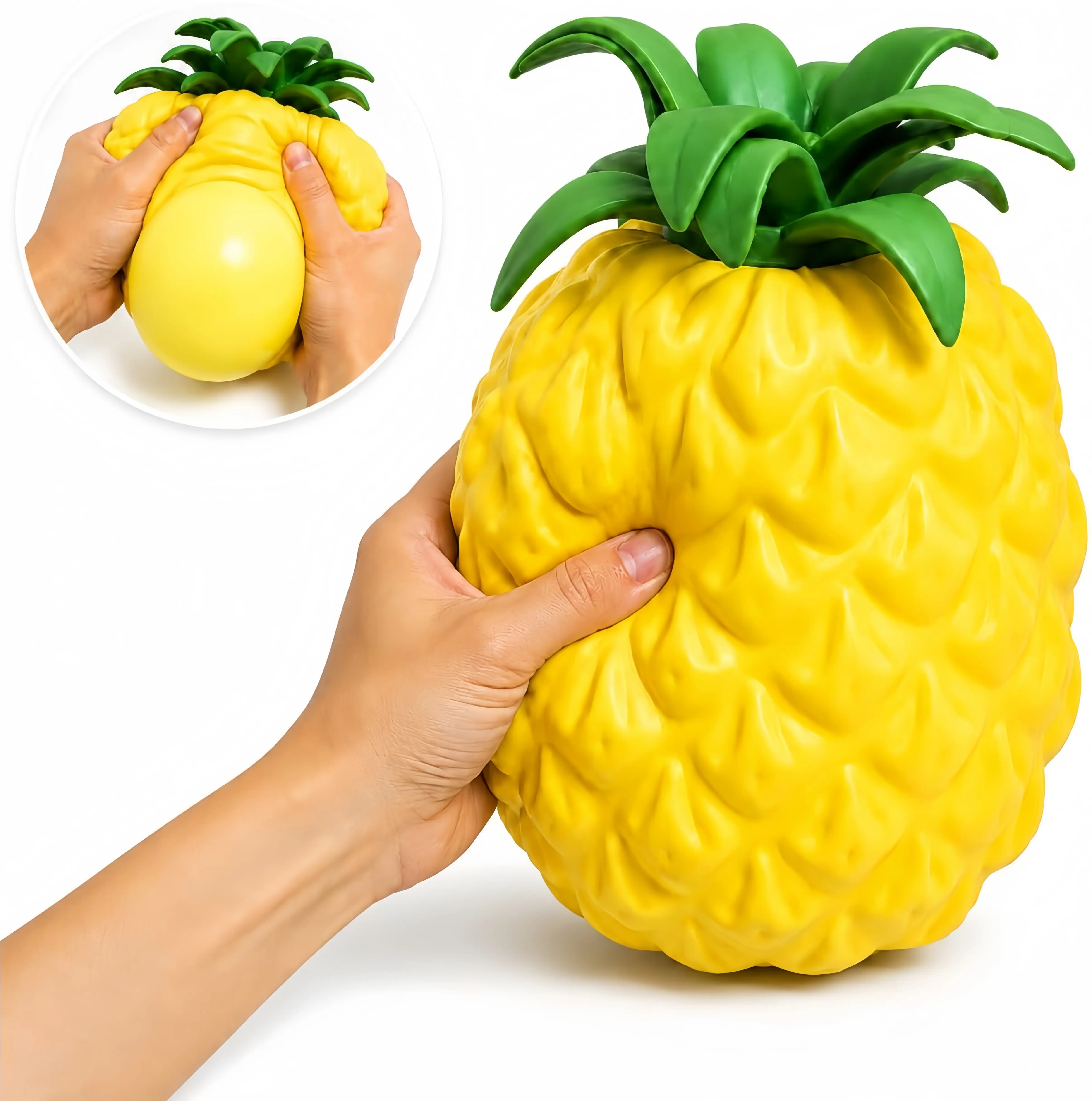 8.46in Jumbo Pineapple Squishy Fidget Toy - Flour Filled Soft Squeeze Stress Relief Sensory Toy, Slow Rebound Fruit Squeeze Toy for Kids & Adults, Ideal for Birthday Gifts, Party Favors, Classroom Prizes & Desk Decor