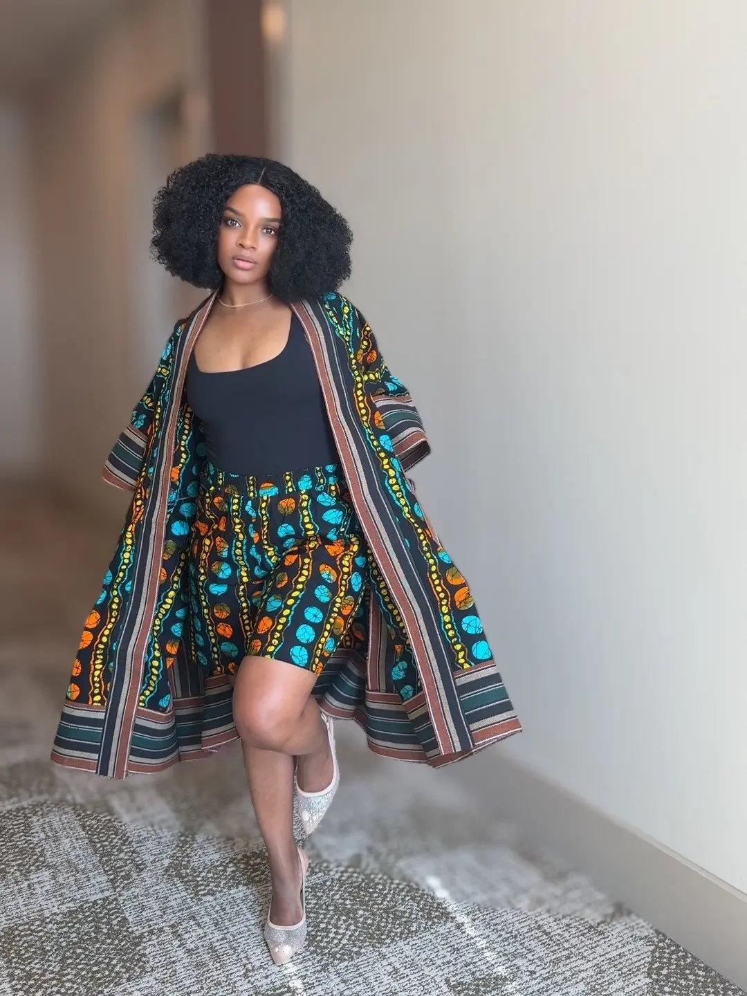 Tribal Muse Kimono Set for Women - 3-Piece Outfit in Ankara & Asoke Fabric - Bold Multi-Print Design - Casual & Special Occasions - Comfortable & Stylish Fit