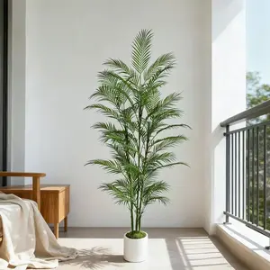 85-190cm Artificial Palm Branches, Plastic Pot & Moss, Modern Home Decor, Indoor/outdoor Plant Decoration, Living Room, Bedroom, Garden, Party