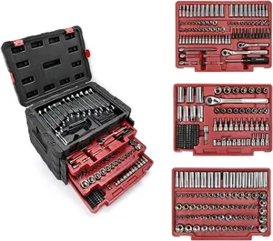 #Summervibes WORKPRO 450-Piece Drive Socket Set 1/2" 1/4" 3/8", CR-V Metric and Imperial with Quick-Release Ratchet Wrench, Spanners, Bits Set, Mechanics Tool for Car Repair