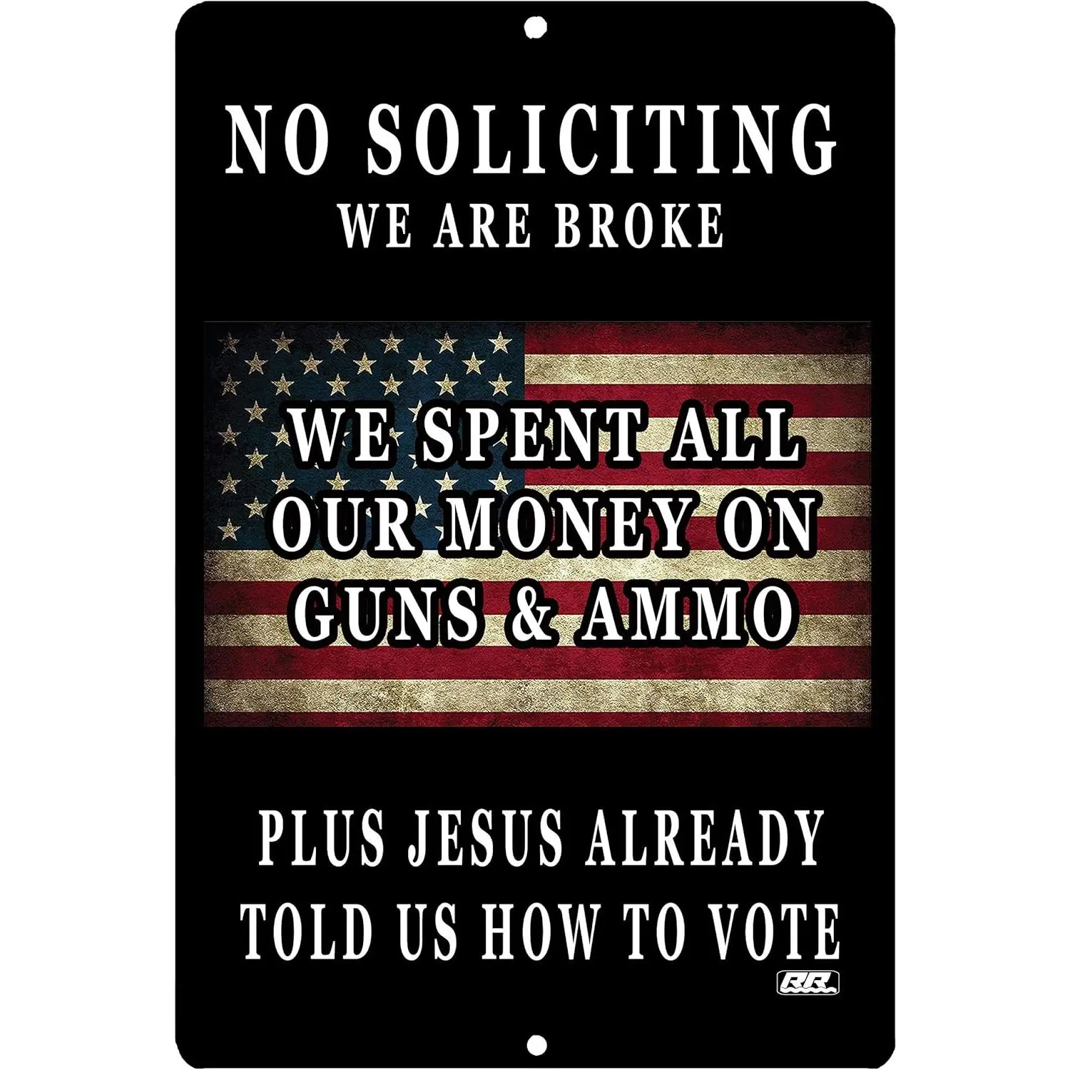No Soliciting Metal Tin Sign Wall Decor Man Cave Bar Patriotic God Bless America