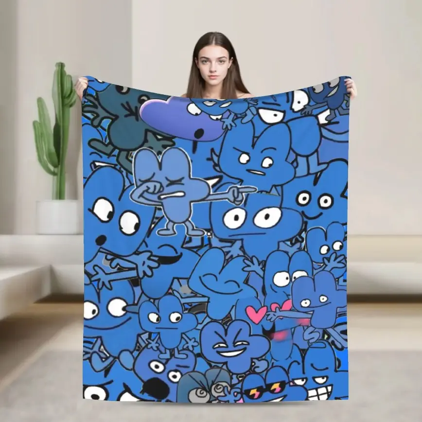 BFDI Battle for Dream Island Flannel Blanket, Super Soft Fuzzy Plush Throw for Garden, Bedroom Sofa Bed, Machine Washable All-Season Best Birthday Gift for Fans