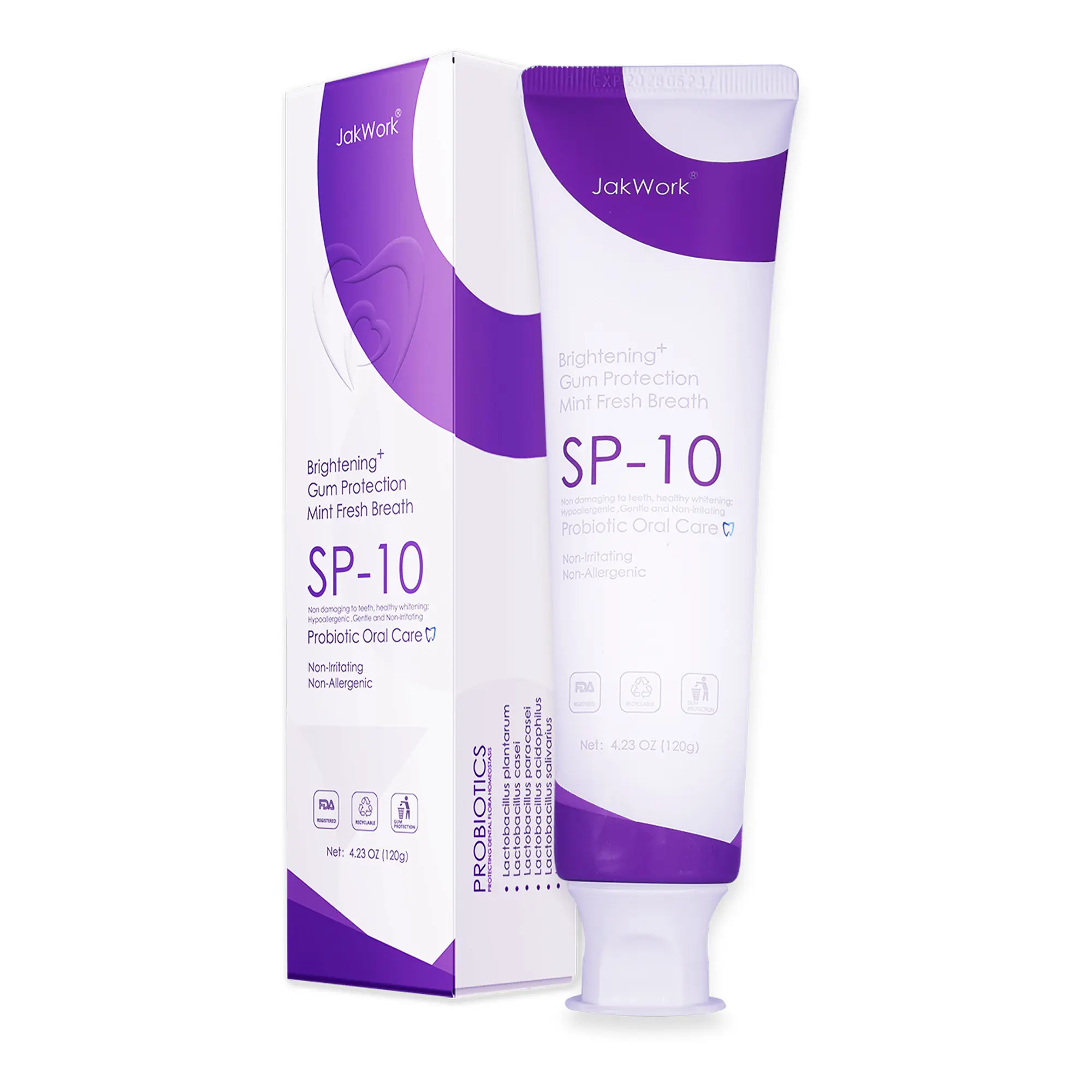SP-10 Probiotic Whitening Toothpaste With Nicotinamide, Fluoride-Free, Anti-Plaque, Oral Health Management Formula, Stain Removal.
