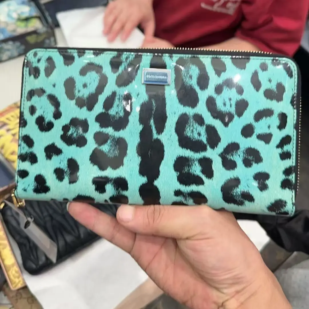 Pre-owned DOLCE & GABBANA france wallet H1 Green Leopard Print ZZ07010001