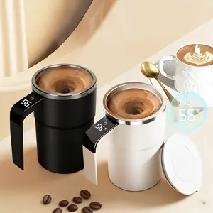 Electric Self-stirring Coffee Mug Magnetic Stirring Cup Rechargeable Automatic Mixing Cup w/LCD Thermometer,Automatic Magnetic Self Stirring Coffee Mug Rechargeable Stainless Steel Insulated Mixing Cup for Milk/Cocoa at Office/Kitchen/Travel