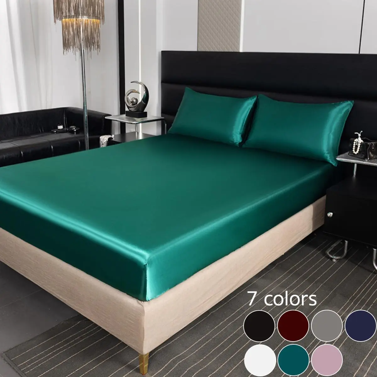 Solid Color Satin Fitted Sheet Set, 1 Set/2 Sets/3 Sets Soft Comfortable Breathable Bed Sheet, Silky Bedding Sheets, Satin Bed Sheets, Bedding Supplies for Home Bedroom Hotel Dormitory, Bedsheet