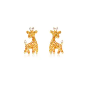 Cute Animal Giraffe Stud Earrings in Sterling Silver