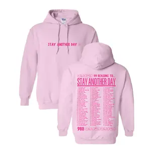 Stay Another Day Pink Hoodie October Exclusive 99 Reasons Design Casual Cotton Polyester Blend Breathable Comfy Hoodie for Breast Cancer Awareness Month