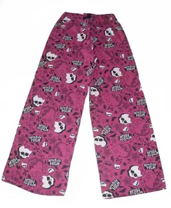 Pink Cute Monster Pajama Pants – Gothic Skull Print Lounge Sleepwear for Women