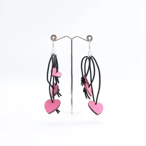 Jianhui Pink Hearts Earrings