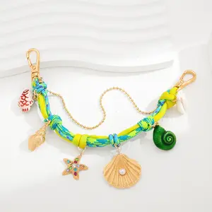 SixFox Ocean Vibes Bag Charm, Seashell Starfish Pendant Chain for Handbags & Totes