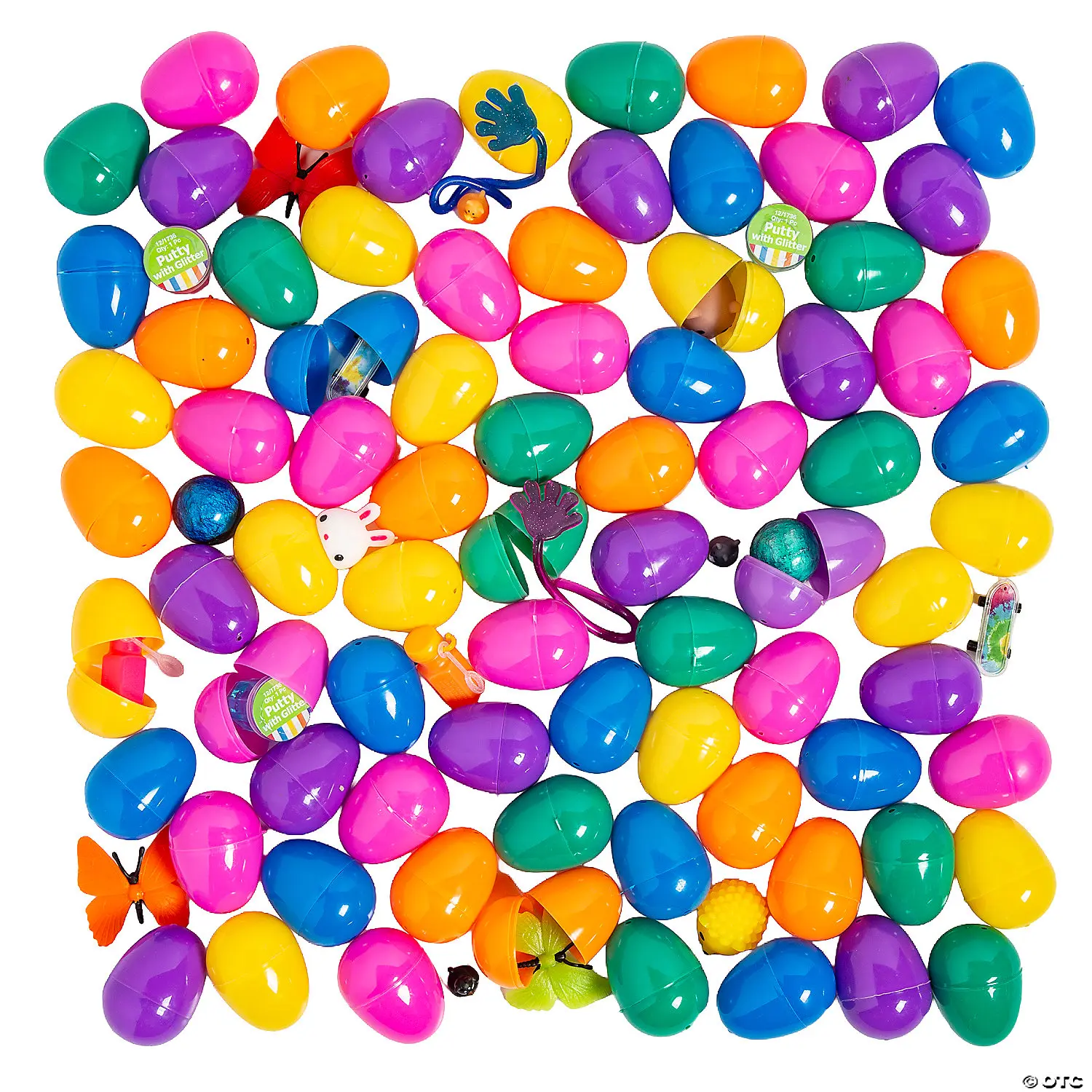 Brightly Colored Toy-Filled Plastic Easter Eggs, 2.5 in, Bulk 100 Pcs, Classic Novelty Capsule Toys for Easter Celebrations