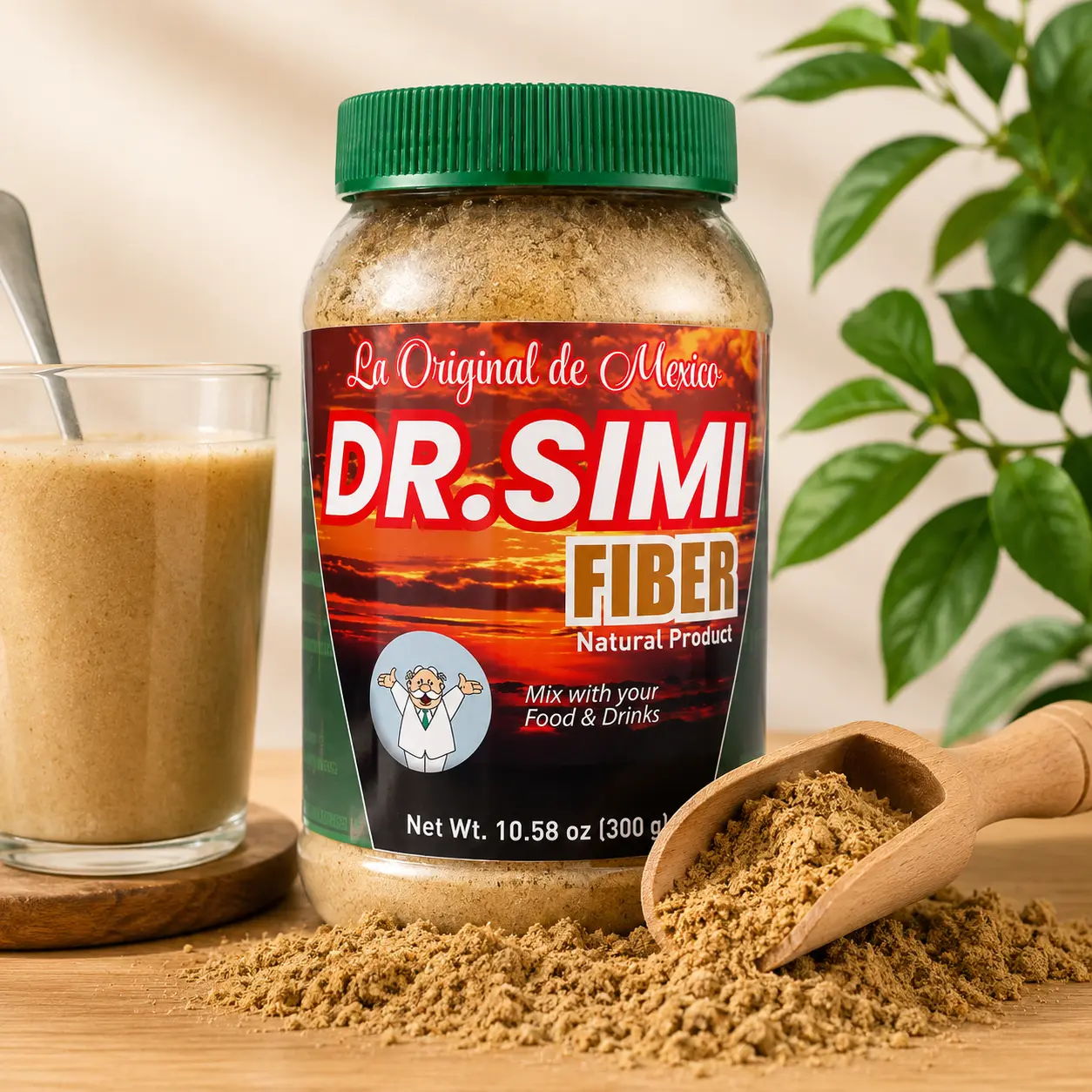 La Original Fibra de Mexico Dr.Simi Daily Fiber 300g (10.5oz) - All-Natural Fiber Blend with Wheat Bran, Maguey, and Cocoa – Perfect Mix for Food & Smoothies