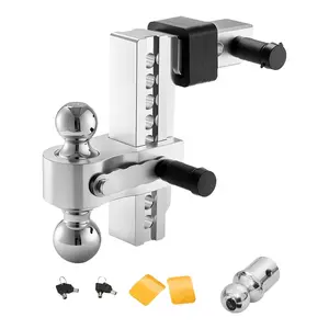 VEVOR Adjustable Trailer Hitch, 8-Inch Drop Hitch, Tri-Ball Mount for 2-Inch Hitch Receiver, Trailer Ball Size 1-7/8", 2" and 2-5/16", Max 15000 lbs Ball Hitch, Towing Hitch for RVs, ATVs, and Trucks