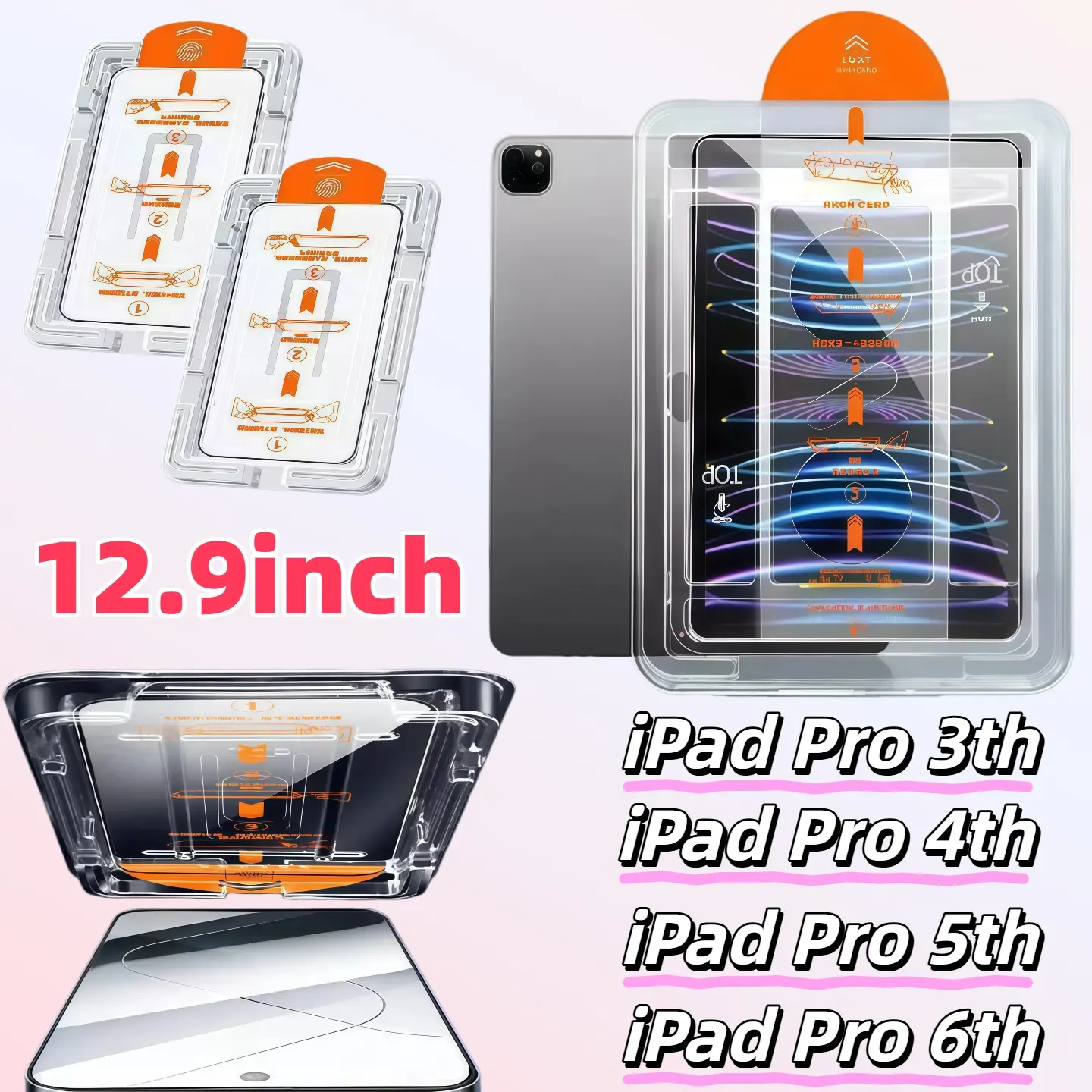 2-Pack HD Tempered Glass Screen Protector for iPad Pro 12.9 Inch, 9h Hardness, Durability, Easy Install, Anti-Scratch, No Dust, No Bubbles, Tablet Protector, Tech Accessories, Tablet Screen Protectors