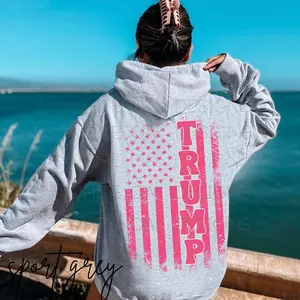 Trump Sweatshirt Trump 2024 MAGA Pink Trump Flag Womens Trump Hoodie 45 47 Patriot Trump Rally Donald Trump President Sweater Pink Trump