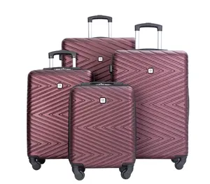 4 Piece Hardshell Luggage Set Hardside Lightweight Suitcase with TSA Lock Spinner Wheels.(Wine Red)