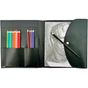 Sketchbook cover with pencil holder, Artist sketchbook leather cover artis Gifts, Drawing book and pencil case, Art book for drawing (for 5.5" x 8.5" Sketchbook)