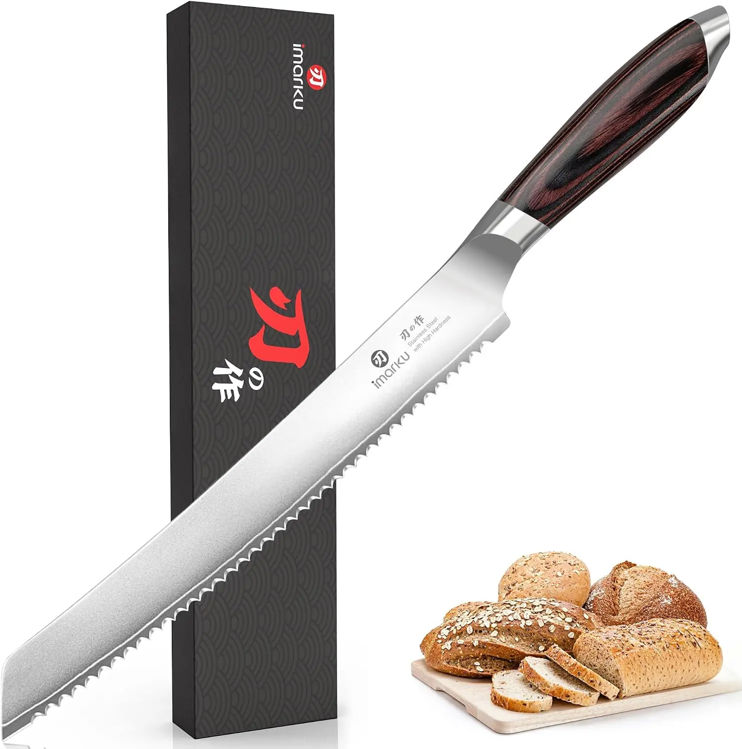 imarku Bread Knife, Professional 10 Inch Serrated Bread knives for Homemade Sourdough, High Carbon Stainless Steel, Razor Sharp Edge Bread Cutting Knife for Bread Cake, Birthday Gifts for Women Men