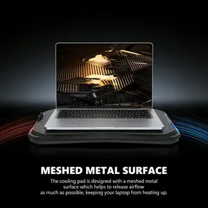 Gaming Laptop Cooler Stand - 100000H Fan Lifespan, 6.5-45° Angle Adjustment, Dual USB Ports, 60cm Data Cable, RGB Light for 9-17.3 Inch Laptops/Home/Office