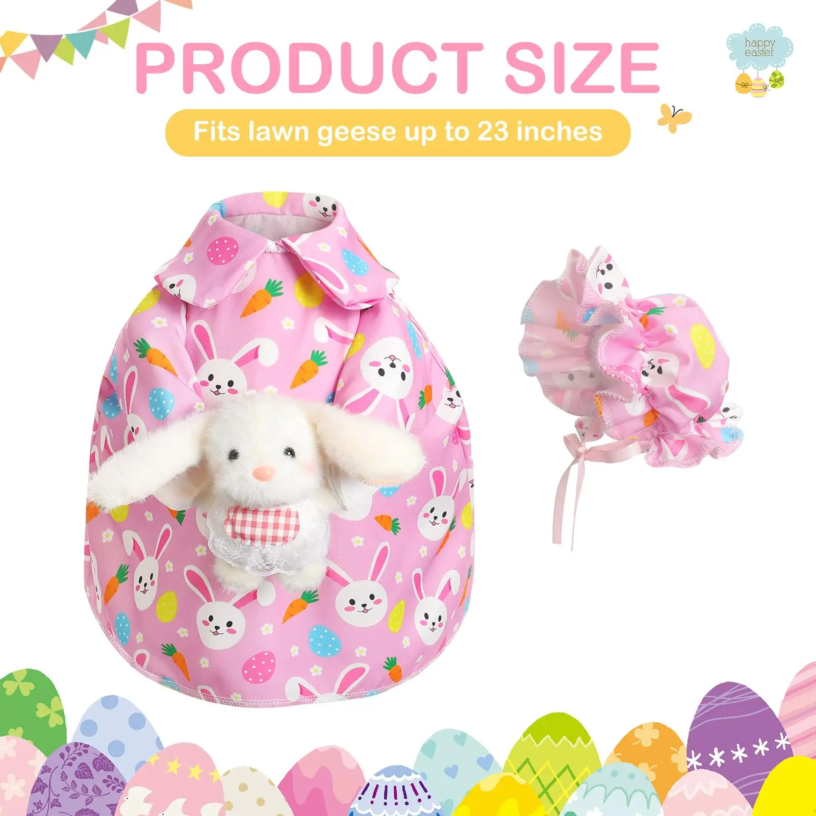 Easter Bunny Porch Goose Outfit for 23 inch Plastic Cement Goose, Easter Egg Porch Goose Costume Lawn Goose Clothes Easter Bunny Porch Goose Outfit for 23 inch Plastic Cement Goose, Easter Egg Porch Goose Costume Lawn Goose Clothes