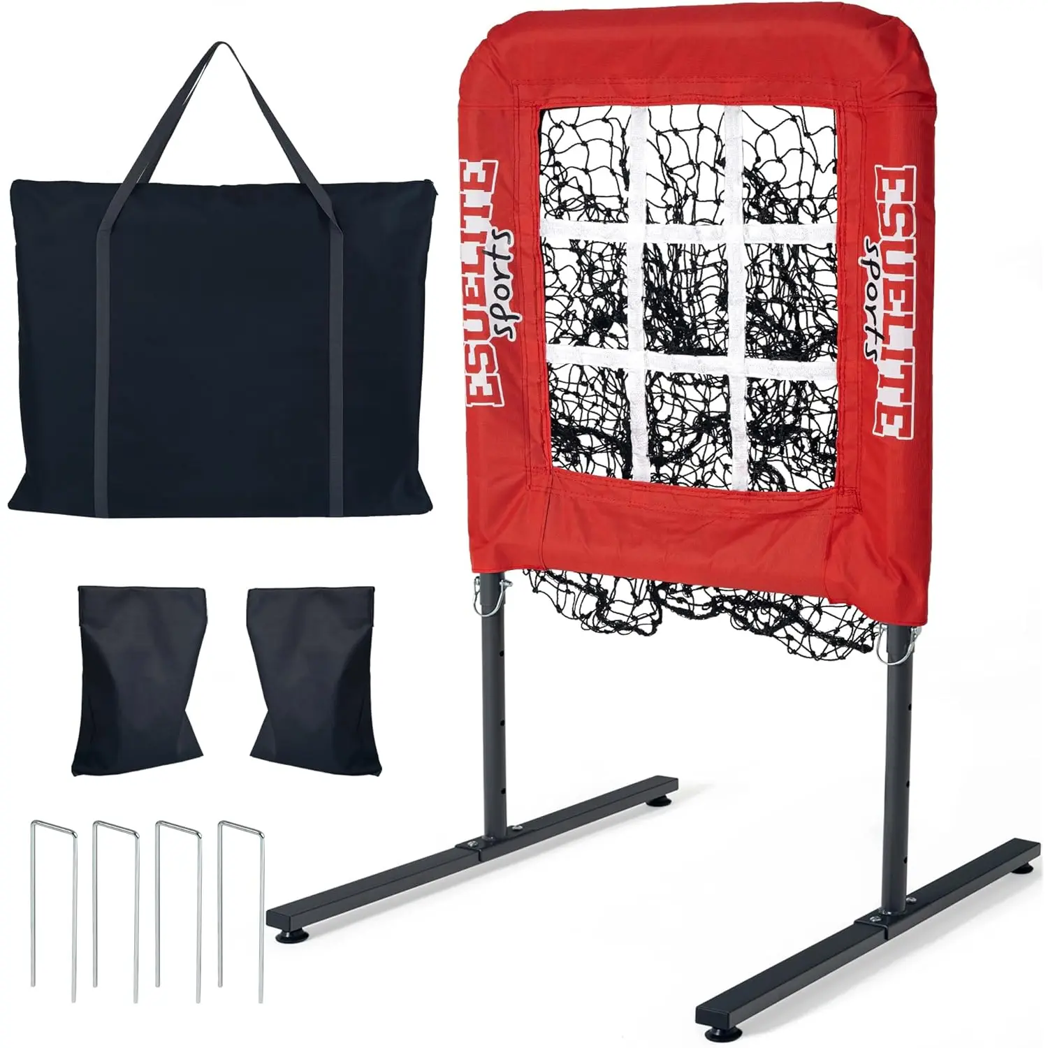 9 Hole Pitching Net with Strike Zone, Baseball Pitching Target, Softball Pitching Net, Portable Pitcher  Equipment Height Adjustable