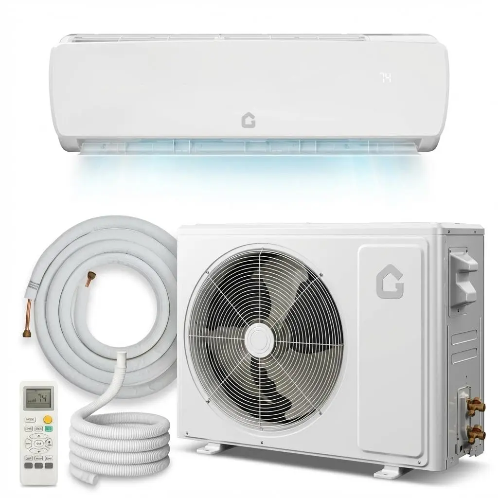 Gaomon Wall-Mount 19 SEER2 9000 BTU Ultra-Quiet Ductless Mini Split AC & Heat Pump - 3-in-1 Cool/Heat/Dry, Energy-Efficient Inverter, 230V, Remote, 10 ft Pre-Charged Line, Easy DIY Setup, Install Kit, Modern Design for Bedrooms, Abs, Dehumidifier