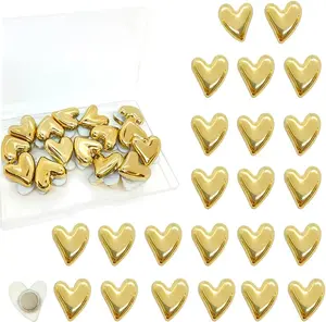 30 pcs Cute Love Heart Magnets Refrigerator Gold Refrigerator Magnets Home Kitchen Magnet Set Mini Magnets for Fridge Office Whiteboard Locker(Gold)