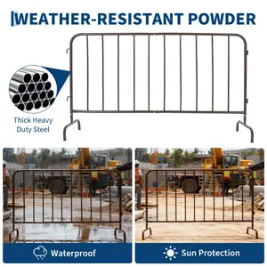 Garvee 5.5FT Interlocking Steel Barricade with Removable Bridge Feet, Heavy Duty Metal Crowd Control Barrier, Powder-Coated for Durability, Ideal for Events, Construction Sites, Festivals, and Pedestrian Safety, Brown