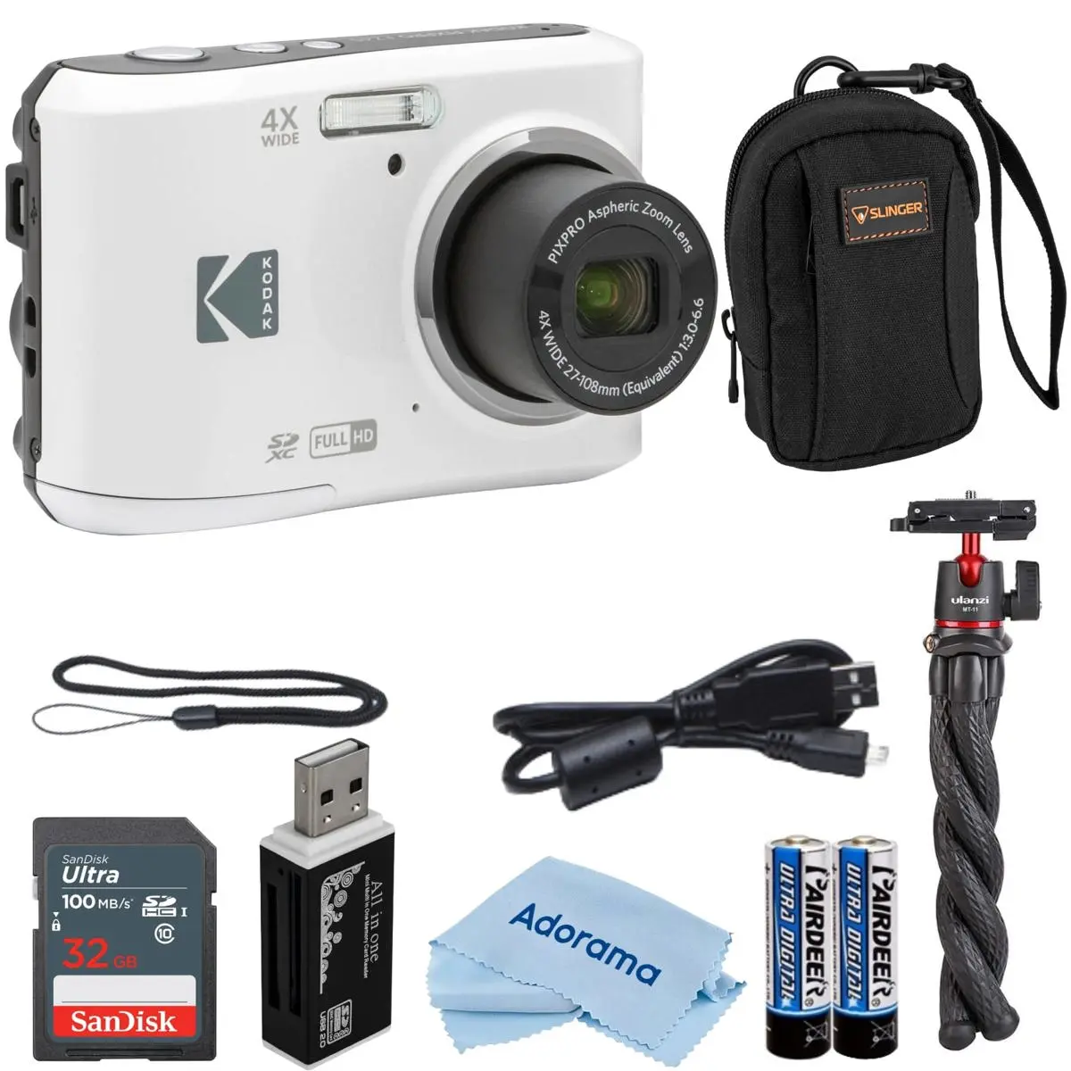 Kodak PIXPRO FZ45 Compact Friendly Zoom Digital Camera - 16MP, Full HD Recording, High-Performance Lens, White