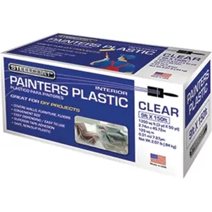 212 MAIN Steelcoat Painters Plastic FG-P9934-28, 9x150 ft, 0.31 Mil, Interior Use, Easy Dispense, Wall Coverage for Automotive & Motorcycle Paint Care
