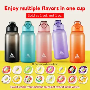 Up Personalized Fruit-Flavored Water Bottle with 7 Capsules Included, Premium Tritan Material. Encourages Young People and Students to Drink Healthy Plain Water, Sugar-Free with Gradient Color Design.