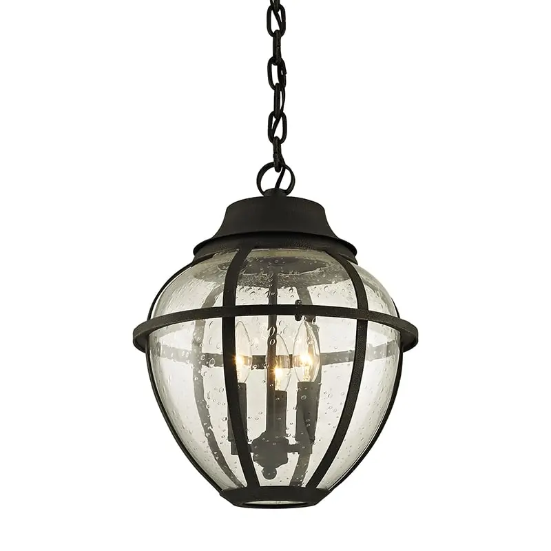 Bunker Hill 3-Light Outdoor Hanging Light Fixture, Weather-Resistant Design for Patios and Porches
