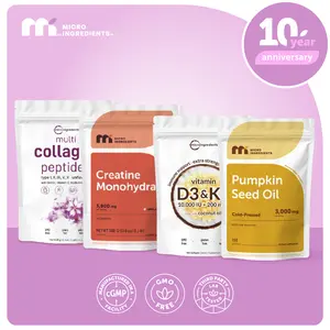 Micro Ingredients Hair & Muscle Nourish Bundle: Multi Collagen Peptides Powder 1LB, Creatine Powder 1.1LB, Vitamin D3K2 10,000IU 180 Softgels & Pumpkin Seed Oil 150 Softgels Micro Ingredients Hair & Muscle Nourish Bundle: Multi Collagen Peptides Powder 1LB, Creatine Powder 1.1LB, Vitamin D3K2 10,000IU 180 Softgels & Pumpkin Seed Oil 150 Softgels