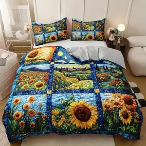 Van Gogh Style Patchwork Print Bedding Set, Artistic Vintage Design, Perfect for Living Room Decor, Ideal Gift Choice