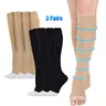 3-Pairs Open Toe Zipper Gradient 15-20 mmHg Knee-High Breathable Nylon Blend Elastic Compression Socks for Hiking, Pregnancy, Sports Use, Athletic Socks