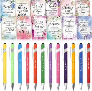 24 count Notebook and Pen Set  Gifts Bulk Mini Notebooks with Pens Colorful Flower Christian Notepad Ballpoint Pen Motivational Scripture Small Journal for Church Women Men Nurse Teacher