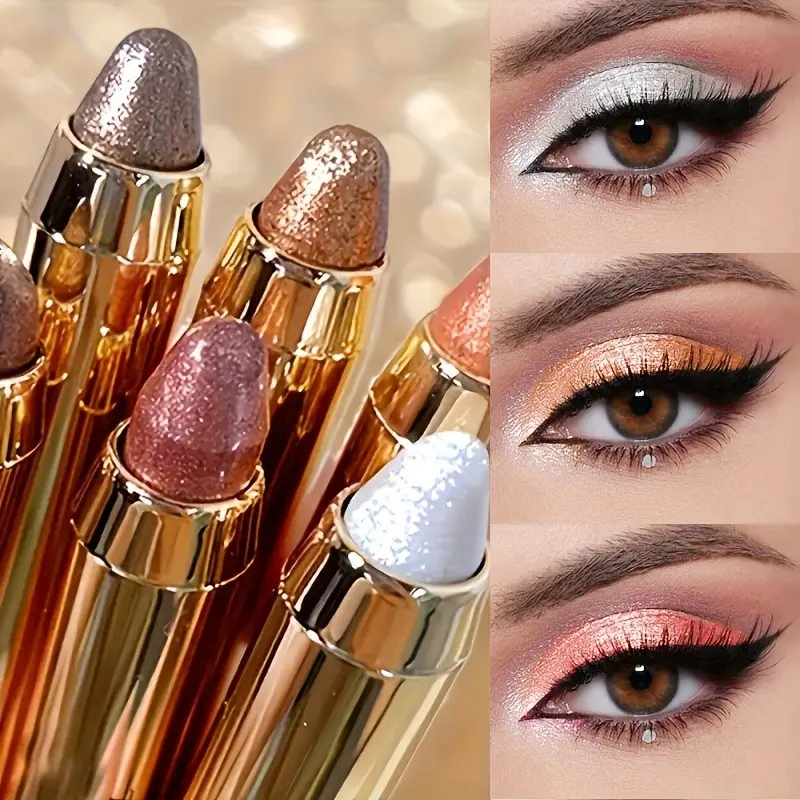 6-Piece Waterproof Pearl, Glitter and Shimmer Eyeshadow Stick Set, Long-Lasting Makeup Kit for All Skin Types and Daily Use, Glitter Eyeshadows