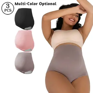 Women's 3PCS High Waist Maternity Panties - Pregnancy Shapewear, Ultra Comfortable, No Marks/Irritation, Belly Support, Elastic Polyamide Blend, Over Bump Snug Fit Maternity Supplies, Maternity Panty