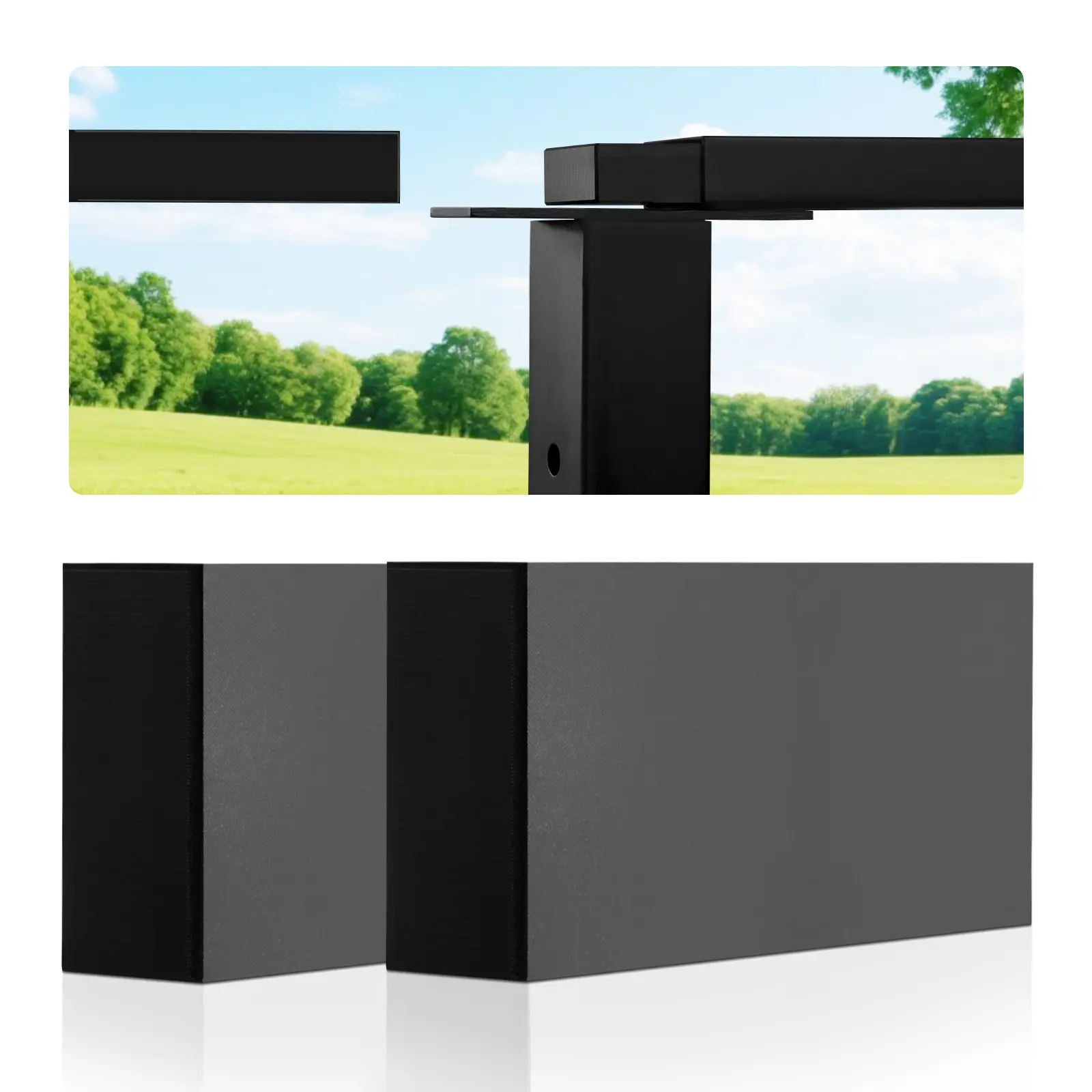 VEVOR 2-Pack POM Handrail Connectors, DIY Elegant Matte Black Flat Extension Fittings, Durable Support for Rectangular Cable Railing, Indoor-Outdoor Deck Cable Rail System, HT-04#BacktoSchool