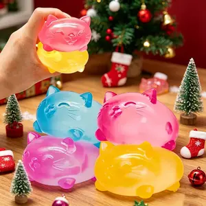 4pc Mini Cute Cat Maltose Stress Relief Toy, Sensory Stress Reliever, Non stick, Odorless, Non toxic Stress Relief Tool, Relieves Anxiety, Slowly Rebound, Cute Desktop Accessory for Office Workers, Creative Holiday Gift, Animals