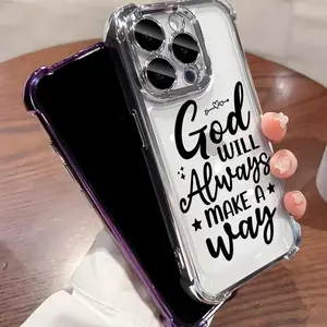 Luxury Protection Inspirational God Letter Phone Case for iPhone 17 16 Promax 15 Plus 14 13 12 11 Pro Max Plus Shockproof Mobile Phone Cases